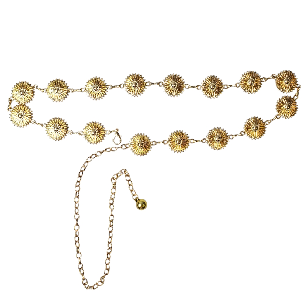 Gold Tone Floral Waist Chain Belt, Summer Outfit Accessory, Festival Attire